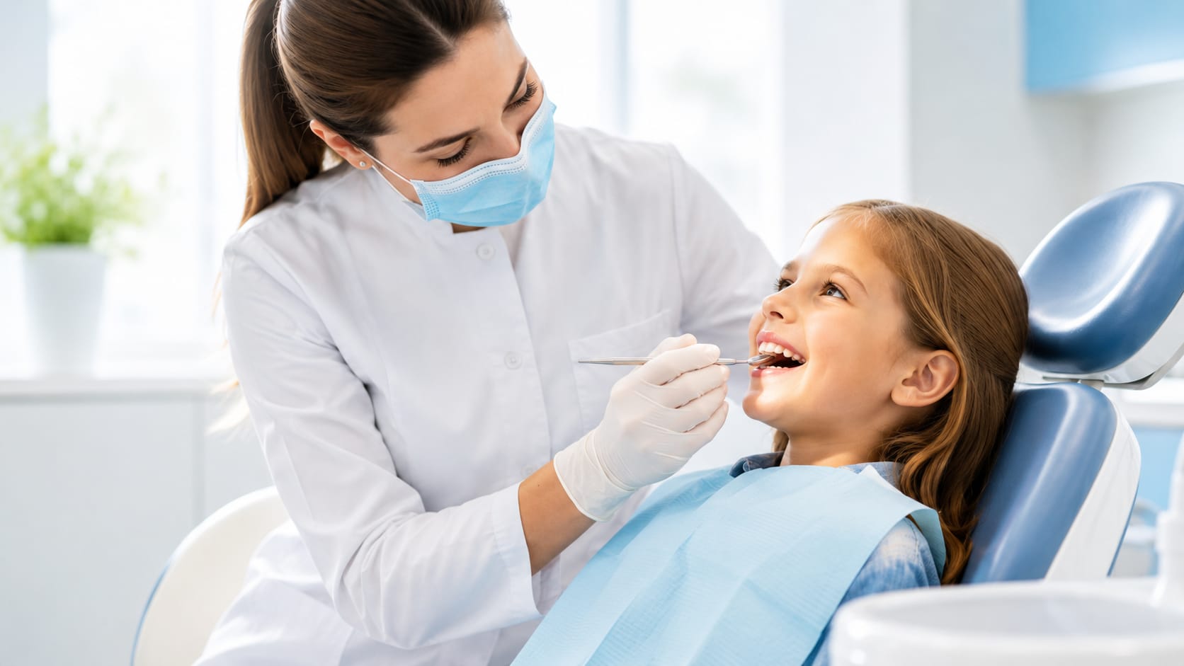 A dentist gently examining a child's teeth at Mount Druitt Dental