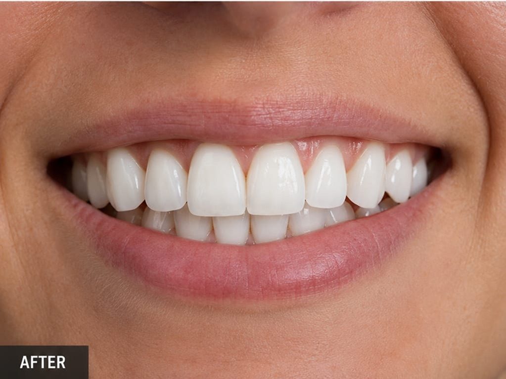After professional whitening: noticeably brighter, whiter teeth